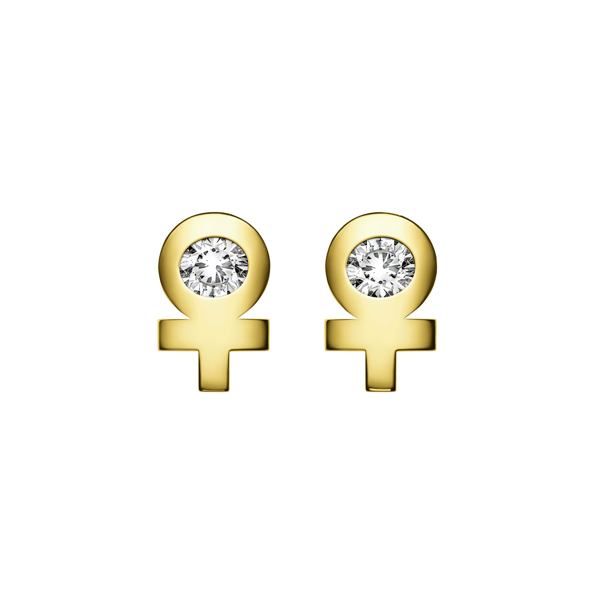 A detail of ♀ Studs Earring with Stone in Yellow Gold